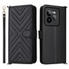 Custodia in pelle multifunzionale con 6 slot per carte per Realme GT 7 Pro e cinturino da polso (nera)