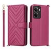 Custodia in pelle multifunzionale con 6 slot per schede per Realme Neo7x 5G / P3 5G e cinturino da polso (rosso rosa)