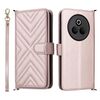 Custodia in pelle multifunzionale con 6 slot per schede per Realme P3 Pro 5G e cinturino da polso (rosa)