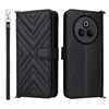 Custodia in pelle multifunzionale con 6 slot per schede per Realme P3 Pro 5G e cinturino da polso (nera)
