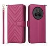 Custodia in pelle multifunzionale con 6 slot per schede per Realme P3 Pro 5G e cinturino da polso (rosso rosa)