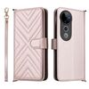 Custodia in pelle multifunzionale con 6 slot per schede per vivo S19 Pro 5G / V40 5G e cinturino da polso (rosa)