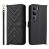 Custodia in pelle multifunzione con 6 slot per schede per vivo V40 Lite 4G / 5G IDN / Y300 5G con cinturino da polso (nero)