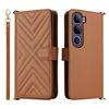 Custodia in pelle multifunzionale con 6 slot per schede per vivo V40 Lite 4G / 5G IDN / Y300 5G con cinturino da polso (marrone)