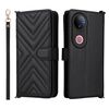 Custodia in pelle multifunzionale con 6 slot per schede per vivo V50 5G e cinturino da polso (nera)