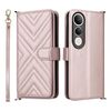 Custodia in pelle multifunzionale con 6 slot per schede per vivo V50 Lite 5G e cinturino da polso (rosa)