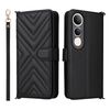 Custodia in pelle multifunzionale con 6 slot per schede per vivo V50 Lite 5G e cinturino da polso (nera)