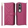 Custodia in pelle multifunzionale con 6 slot per schede per vivo V50 Lite 5G e cinturino da polso (rosso rosa)