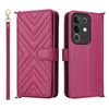 Custodia in pelle multifunzionale con 6 slot per schede per vivo Y29 4G / T4x 5G e cinturino da polso (rosso rosa)