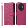 Custodia in pelle multifunzionale con 6 slot per schede per vivo Y39 5G / Y300i 5G e cinturino da polso (rosso rosa)