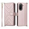 Custodia in pelle multifunzionale con 6 slot per schede per Xiaomi Poco C71 / Redmi A5 4G da 171,7 mm con cinturino da polso (rosa)