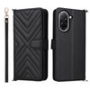 Custodia in pelle multifunzionale con 6 slot per schede per Xiaomi Poco C71 / Redmi A5 4G da 171,7 mm con cinturino da polso (nera)