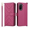Custodia in pelle multifunzionale con 6 slot per schede per Xiaomi Poco C71 / Redmi A5 4G da 171,7 mm con cinturino da polso (rosso rosa)