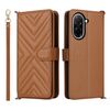Custodia in pelle multifunzionale con 6 slot per schede per Xiaomi Poco C71 / Redmi A5 4G da 171,7 mm con cinturino da polso (marrone)