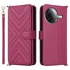Custodia in pelle multifunzione con 6 slot per schede per Redmi K80 5G / K80 Pro 5G e cinturino da polso (rosso rosa)