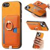 Custodia per iPhone 16e con inserto laterale in pelle con anello a croce retrò e tasca porta carte MagSafe (gialla)