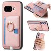Custodia per telefono con inserto laterale in pelle con anello a croce retrò per Google Pixel 9a MagSafe (rosa)