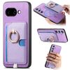 Custodia per telefono con inserto laterale in pelle con anello a croce retrò per Google Pixel 9a, MagSafe (viola)