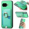 Custodia per telefono con inserto laterale in pelle con anello a croce retrò per Google Pixel 9a MagSafe (verde)