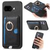 Custodia per telefono con inserto laterale in pelle con anello a croce retrò per Google Pixel 9a MagSafe (nera)