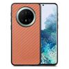 Custodia per telefono con cover posteriore in pelle con trama in fibra di carbonio per Huawei Mate 70 Pro+ (marrone)