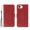 Custodia in pelle con stampa mandala solare per iPhone 16e (rossa)