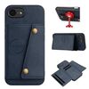 Custodia per iPhone 16e con doppia fibbia e slot per carte, in PU + TPU (blu)