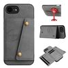 Custodia per iPhone 16e con doppia fibbia e slot per carte, in PU + TPU (grigio)