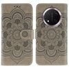 Custodia in pelle per telefono cellulare con motivo in rilievo Sun Mandala per Honor Magic7 Lite (grigio)