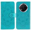 Custodia in pelle per telefono Honor Magic7 Lite con motivo a rilievo Sun Mandala (blu)