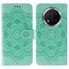 Custodia in pelle per telefono Honor Magic7 Lite con motivo a rilievo Sun Mandala (verde)