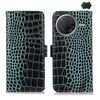 Custodia per telefono in pelle di vacchetta con strato superiore in coccodrillo per Redmi K80 (verde)