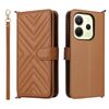 Custodia in pelle multifunzionale con 6 slot per schede per Redmi Note 14 4G da 164,84 mm con cinturino da polso (marrone)