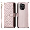 Custodia in pelle multifunzionale con 6 slot per schede per Blackview Wave 8C e cinturino da polso (rosa)