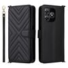 Custodia in pelle per telefono multifunzionale con 6 slot per schede per Blackview Wave 8C e cinturino da polso (nero)