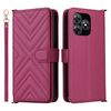 Custodia in pelle multifunzionale con 6 slot per schede per Blackview Wave 8C e cinturino da polso (rosso rosa)