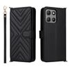 Custodia in pelle multifunzione con 6 slot per schede per Motorola Moto G15 4G / G15 Power 4G con cinturino da polso (nera)
