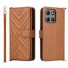 Custodia in pelle multifunzione con 6 slot per schede per Motorola Moto G15 4G / G15 Power 4G con cinturino da polso (marrone)
