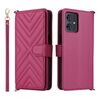 Custodia in pelle multifunzione con 6 slot per schede per Motorola Moto G54 5G / G54 Power 5G con cinturino da polso (rosso rosa)