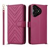 Custodia in pelle multifunzionale con 6 slot per schede per Ulefone Note 19 e cinturino da polso (rosso rosa)