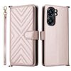 Custodia in pelle multifunzione per Oukitel C58 / C58 Pro con 6 slot per schede e cinturino da polso (rosa)