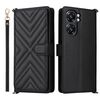 Custodia in pelle multifunzione con 6 slot per schede per Oukitel C58 / C58 Pro con cinturino da polso (nero)
