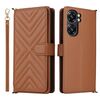Custodia in pelle multifunzione per Oukitel C58 / C58 Pro con 6 slot per schede e cinturino da polso (marrone)