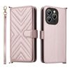 Custodia in pelle multifunzione per Oukitel P1 con 6 slot per schede e cinturino da polso (rosa)