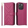 Custodia in pelle multifunzione per Oukitel P1 con 6 slot per schede e cinturino da polso (rosso rosa)