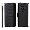 Custodia in pelle multifunzione con 6 slot per schede per OnePlus Ace 5 / Ace 5 Pro 5G / 13R 5G con cinturino da polso (nero)