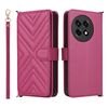 Custodia in pelle multifunzione con 6 slot per schede per OnePlus Ace 5 / Ace 5 Pro 5G / 13R 5G con cinturino da polso (rosso rosa)