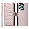 Custodia in pelle multifunzione con 6 slot per schede per Honor 400 Lite 5G e cinturino da polso (rosa)