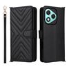 Custodia in pelle multifunzione con 6 slot per schede per Honor 400 Lite 5G e cinturino da polso (nera)
