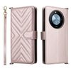 Custodia in pelle per Honor X60 5G / X9c, multifunzione, intelligente, con 6 slot per schede e cinturino da polso (rosa)